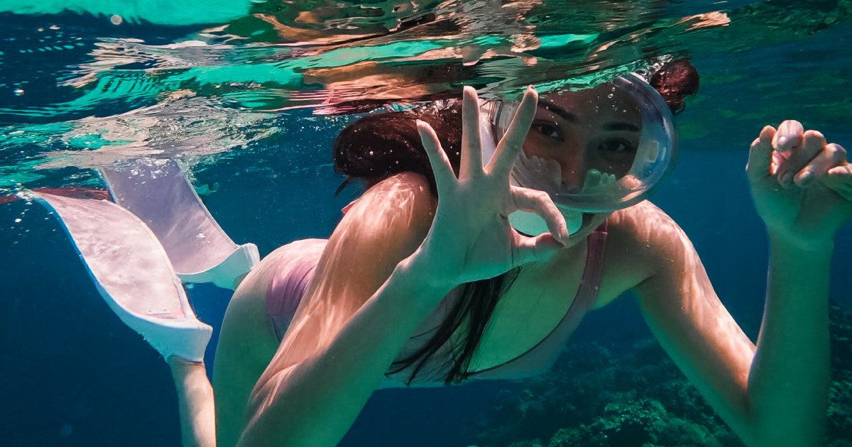 Freediver training on a line in Mabini, Batangas